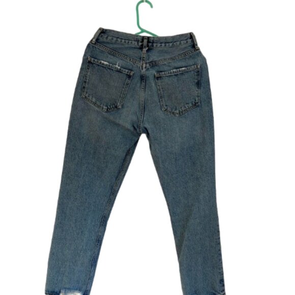 Agolde Riley Frequency high rise straight crop distressed frayed size 27 - Picture 3 of 5